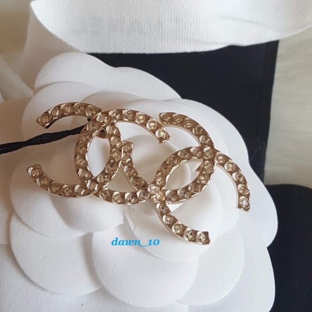 Chanel XL CC Crystal Earrings, Gold